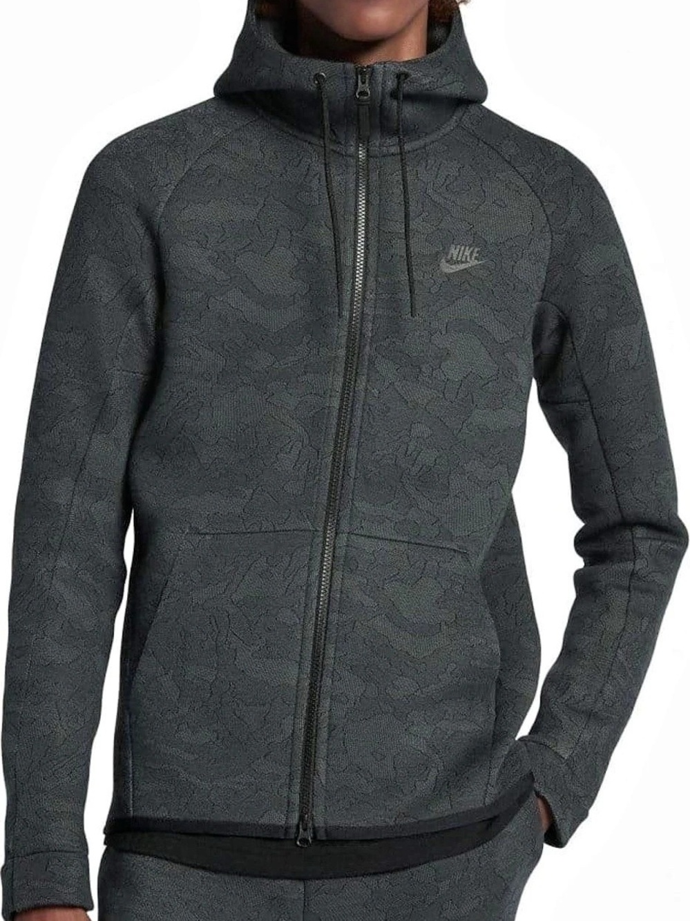 Nike Sportswear Tech Fleece AOP Camo Full-Zip Hoodie Black